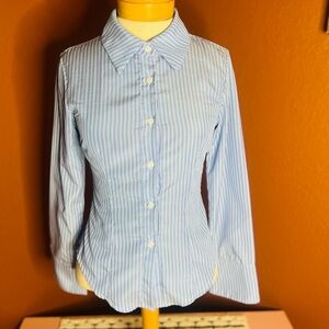 SHEIN Blue and White Striped Shirt
